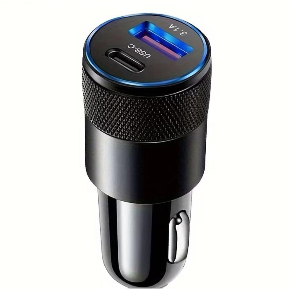Car charger with digital display on a smartphone screen